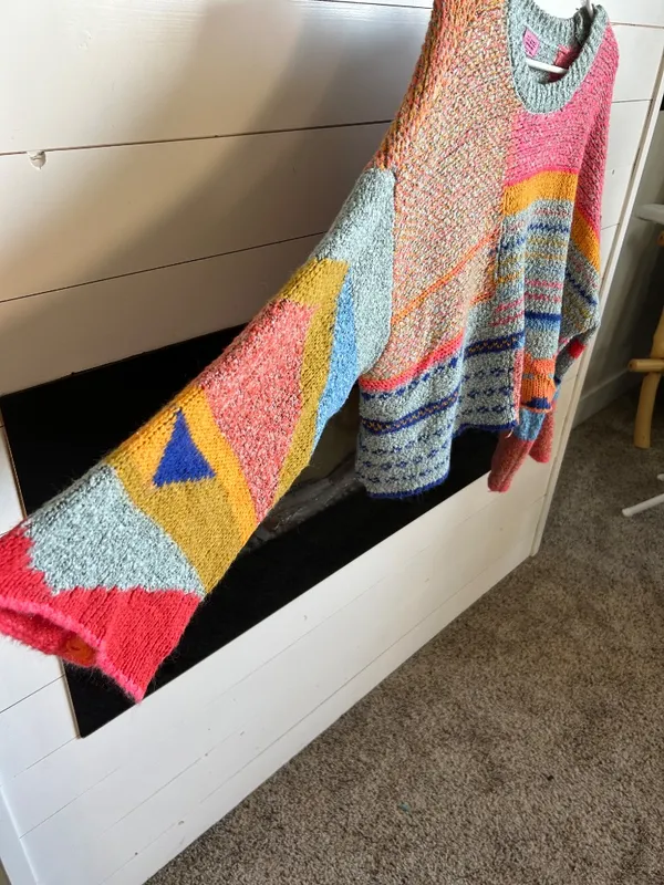 Francesca's Sharlene Mixed Pattern Pullover Sweater - Image 4