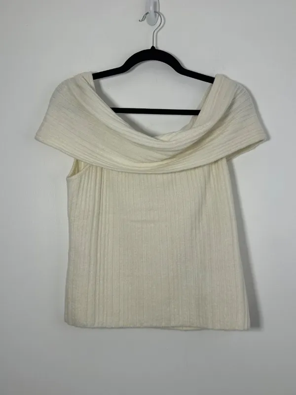 NEW Abercrombie &Fitch Ribbed Foldover Off-The-Shoulder Sweater Top Womens Large - Image 2