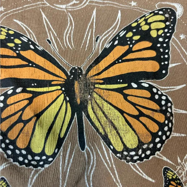 Brown Butterfly Graphic Crop Top - Image 3