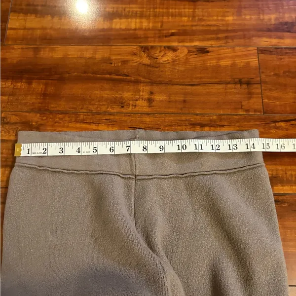 ZARA Knit Wide Leg Pants Brown Fleece Textured Ribbed Hem Pull-On Lounge Small - Image 12