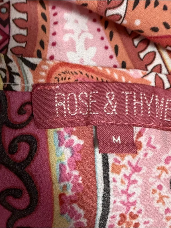 Rose & Thyme Tank Top Medium Pink Multi Paisley Racerback Boho Festival - Image 5