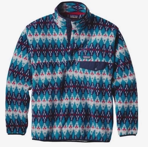 Patagonia Synchilla Fleece Snap-T Pullover Forest Carpet Deep Sea Blue Small - Image 4