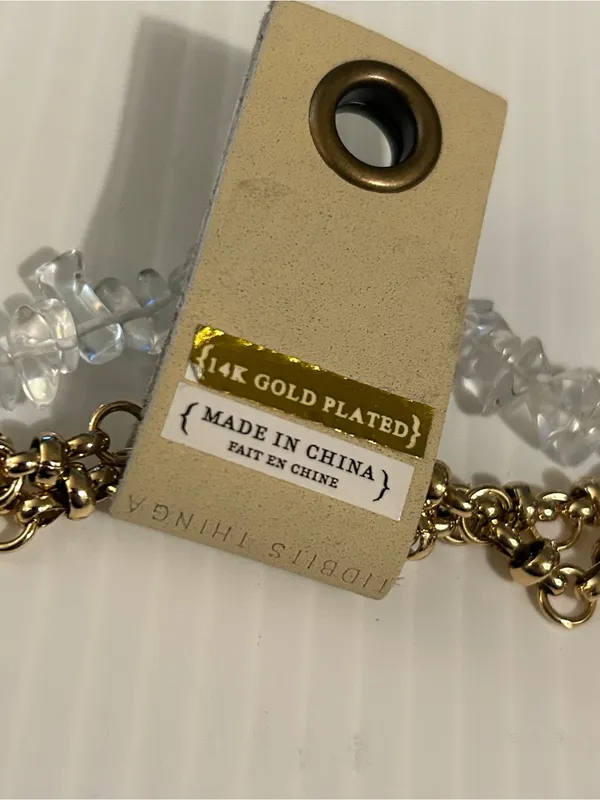 Anthropologie Serafina Half Rock Crystal Chain Necklace Gold plates 16” New - Image 8