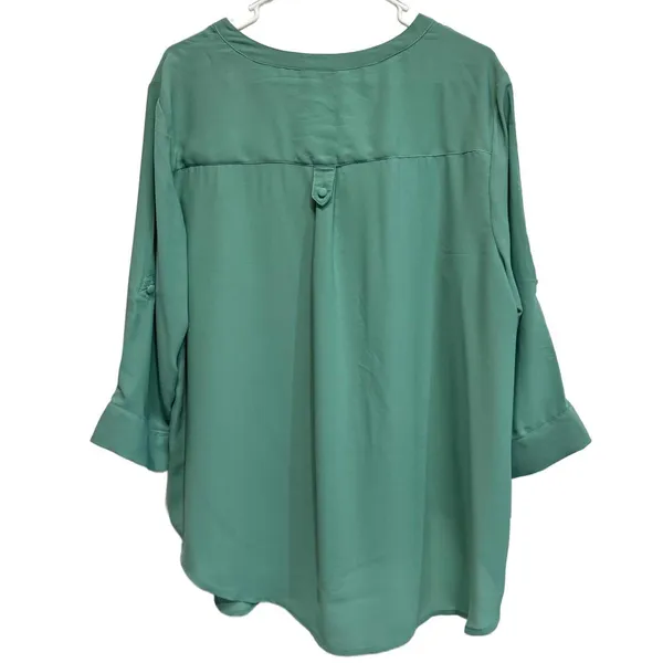 Torrid Harper Georgette Pullover 3/4 Sleeve Blue Green Blouse Plus Size 2X - Image 4