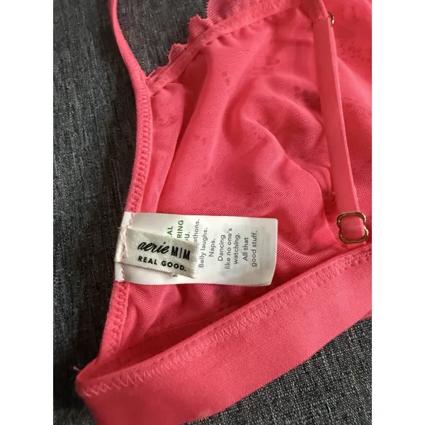 Aerie Bright Pink Floral Lace Bralette Women's Sz M Festival Romance Concert - Image 7