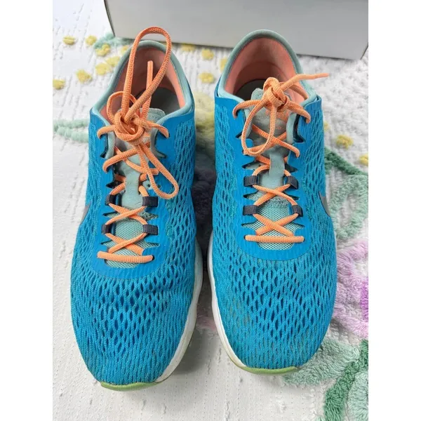 Nike Zoom Turquoise Orange Athletic Training Shoes Women's Size‎ 7.5 - Image 2