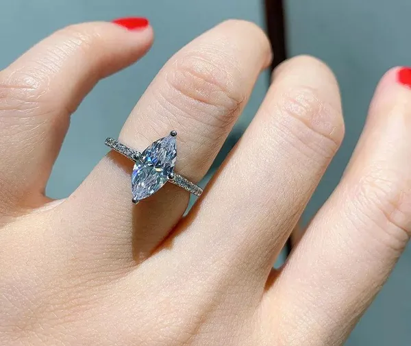 Sterling Silver SIZE 9 925 SONA Diamond Marquise Engagement Ring - Image 2
