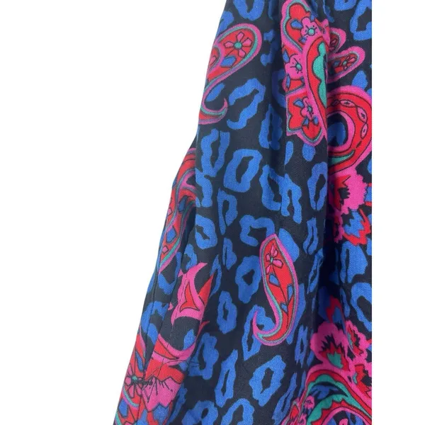Land And Sea Vintage Ames Bold Blue Pink Floral Midi Elastic Waist Skirt M NWT - Image 4