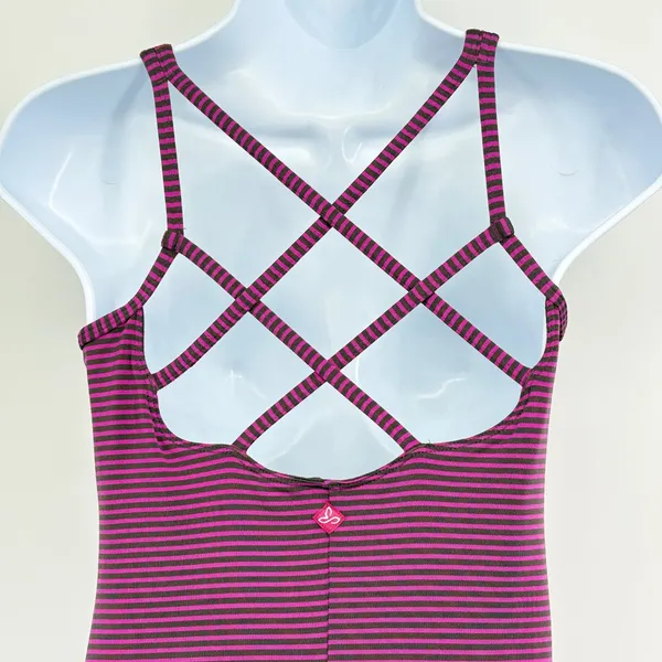 prAna Rebecca Athletic Dress Women XS‎ Purple Gray Striped Lattice Shelf Bra - Image 7