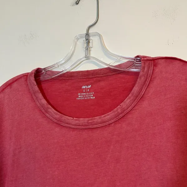 Aerie Shirt Long Sleeve‎ Tee Pink Distressed Oversized Small Comfort Soft - Image 3