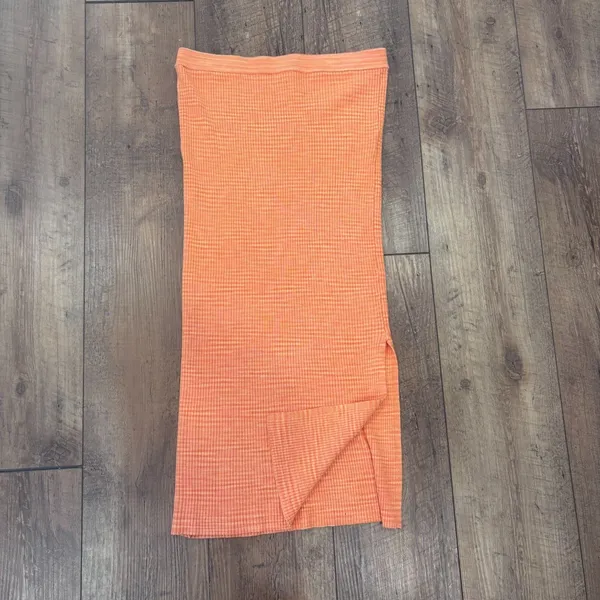 House of Harlow 1960 Coral Orange Side Slit Midi Skirt Women's Size Small Boho - Image 2