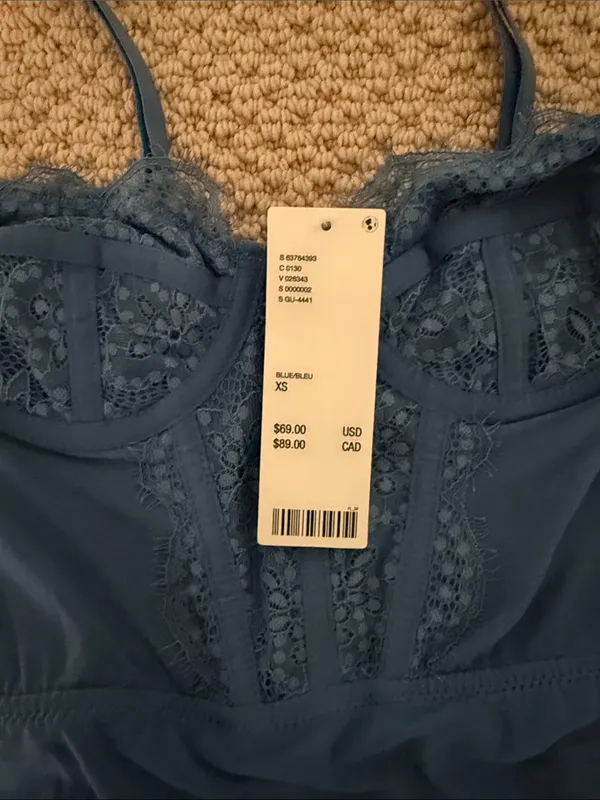 Urban Outfitters Size Extra Small XS Women's Blue Lace-Trim Slip Dress NWT NEW - Image 7