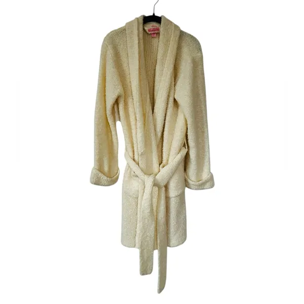 Vintage Victoria’s Secret Robe Mid Length Ivory Wool Blend Y2K Spa Loungewear - Image 6