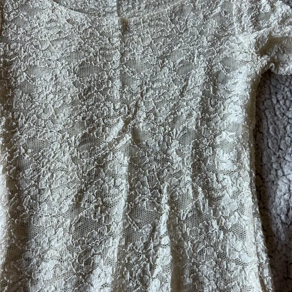 Free People Elegant Lace Cream Top - Image 3