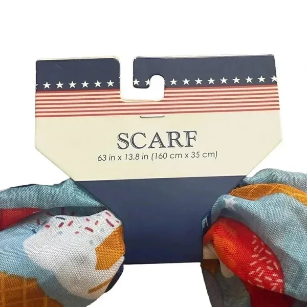 Red White Blue Scarf Patriotic, Freedom, 4th of July, Ice Cream One Size #1641 - Image 3