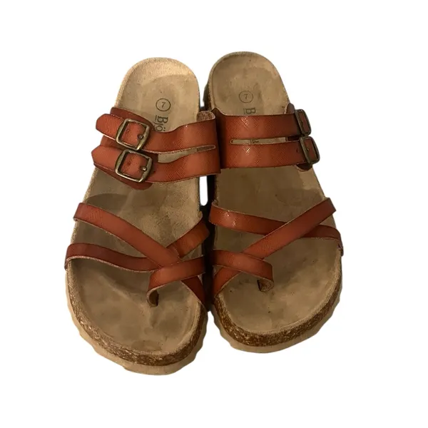 Björndal Sami Cognac Brown Strappy Cork Arch Support Slip on Sandals Sz 7 - Image 4