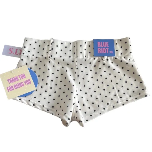 Blue Riot XO Polka Dot Shorts Womens Medium Cream Black Limited Edition Summer - Image 3