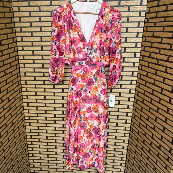 Julia Jordan Pink Floral Cutout Back Midi Dress Size 14‎ - Image 3