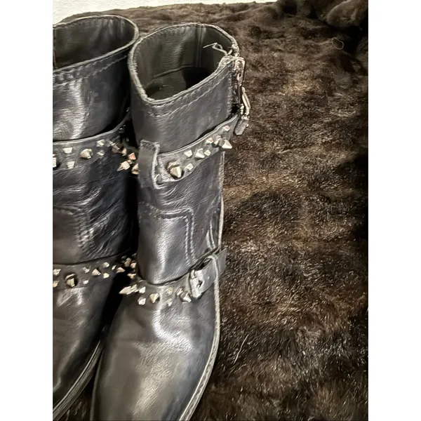 Sam Edelman Adele womens black leather Biker Moto boots studded Spiked 8 Biker - Image 4