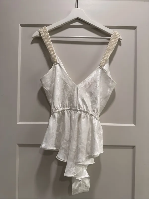 Victoria’s Secret Vintage Gold Label Floral Satin Teddy with Pearl Accents - Image 6