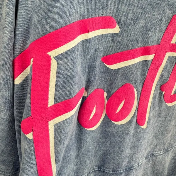 Spirit Jersey Footloose Acid Wash Blue Pink Puff Print Oversized Shirt XL Womens - Image 4