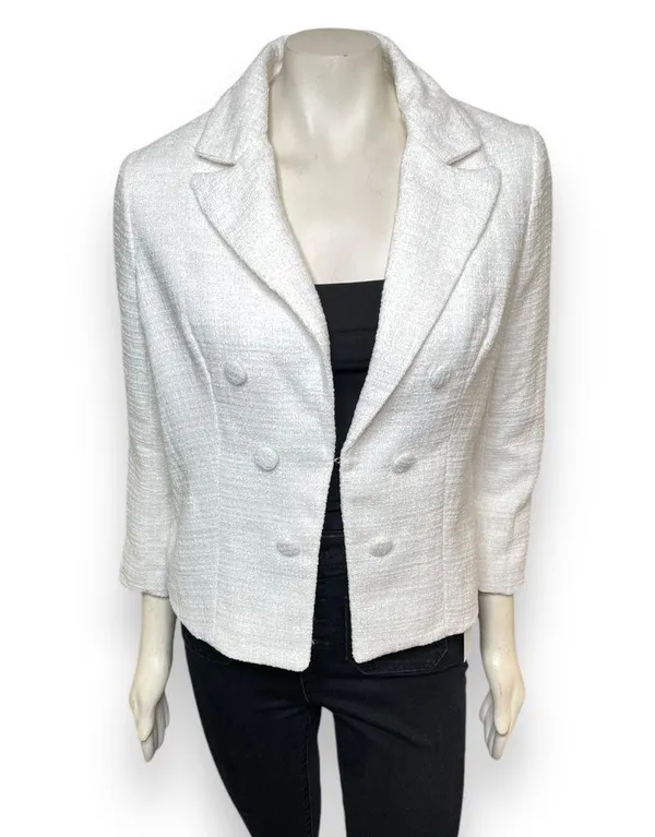 Lulu’s l White Tweed Open-Front Blazer Medium New with Tags - Image 3