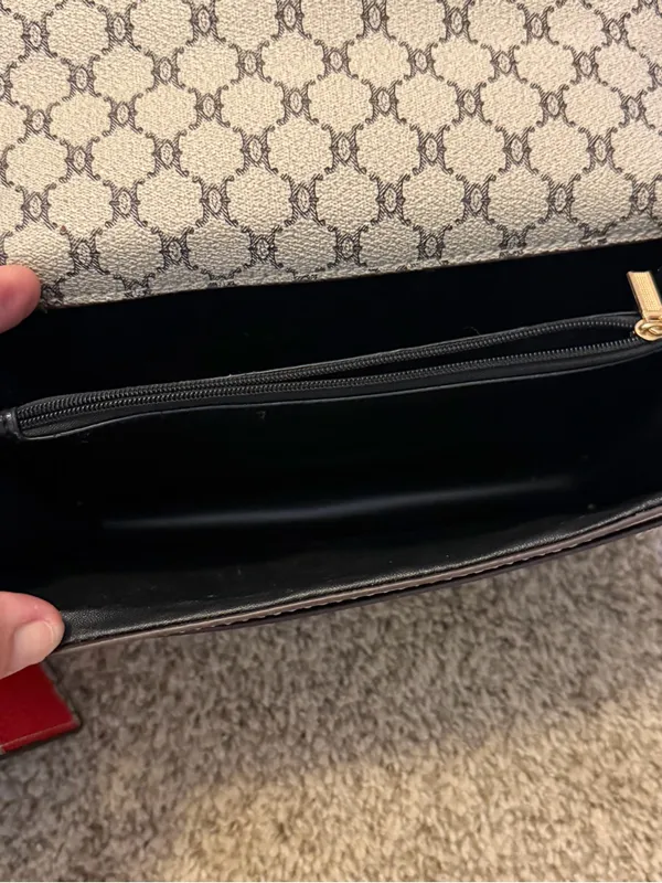 Source Unknown Beige Brown Monogram Shoulder Bag with Gold Buckle with a matching wallet. - Image 6
