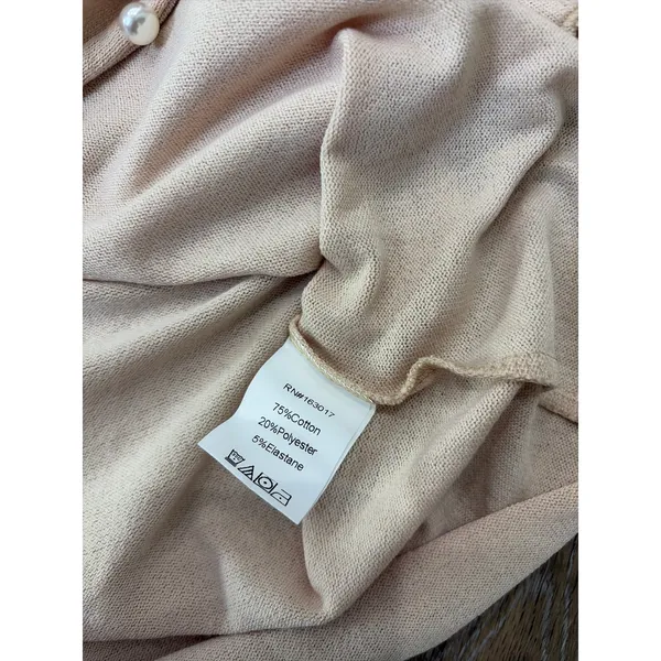 Princess Polly Women’s US 4 Beige Pearl Button Deep V Cardigan Minimalist Top - Image 5