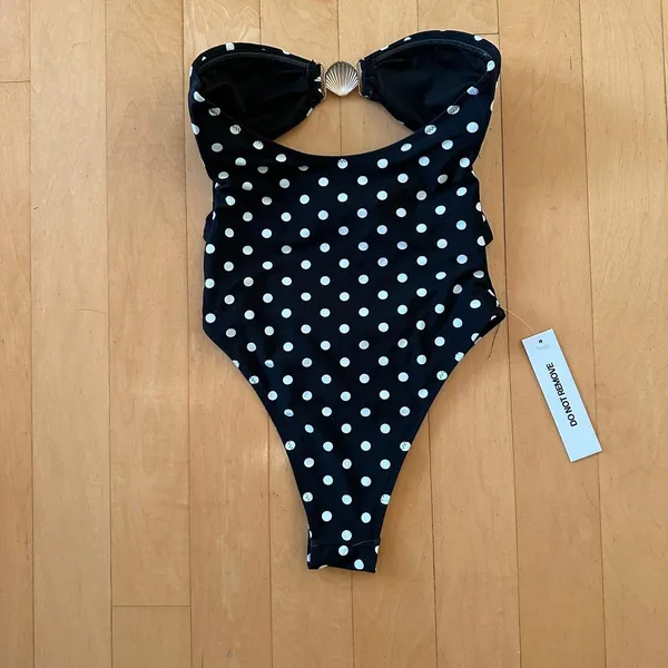 Princess Polly Bezique Strapless Cut Out One Piece polka dot Swimsuit - Image 3