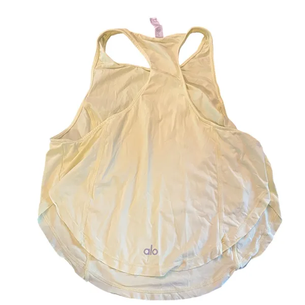Alo Yoga Womens Racerback Tank Top Pale Lime Yellow Sleeveless Activewear Small - Image 3