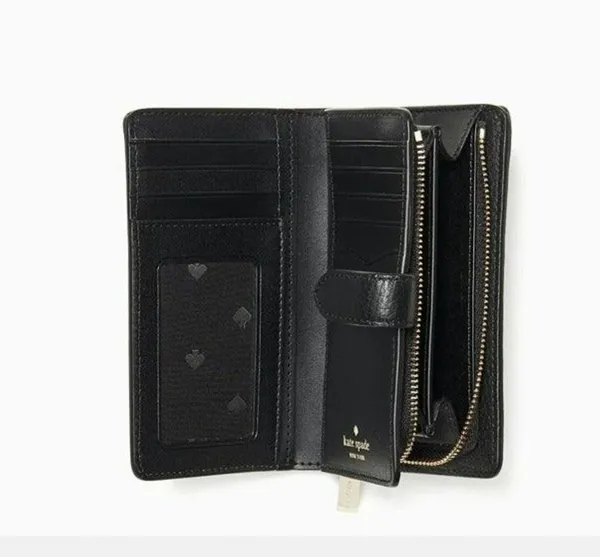 Kate Spade New York Black Leila Medium Compact Bifold Wallet - Image 5