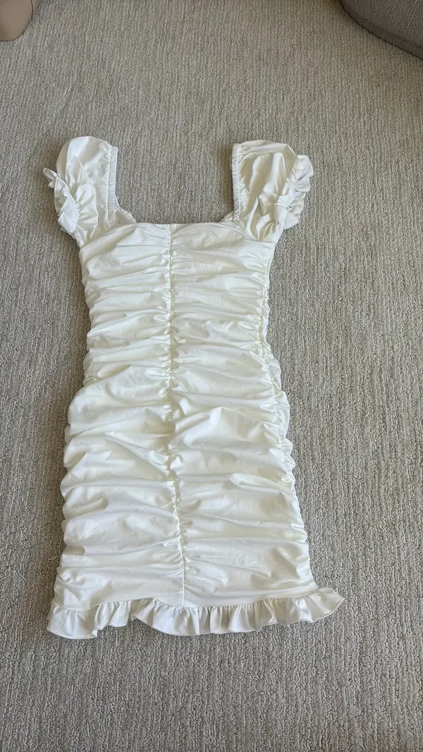 Hello Molly White Ruched Mini Dress - Image 2