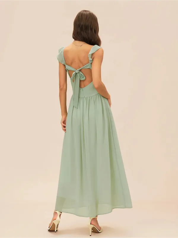 Rihoas Sage Green Ruffle Strap Maxi Dress - Image 6