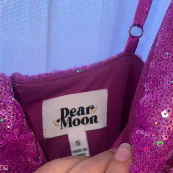 Dear Moon Sequin Ruched‎ A-Line Purple Sequin Dress - Image 3