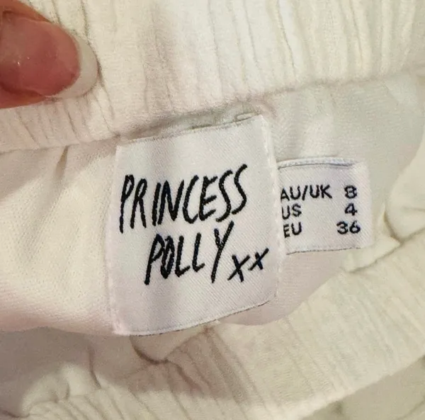 Princess Polly White Linen Look Lined Shorts High Waist Pockets Elastic Waist S - Image 6