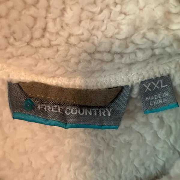 Free Country Vest Womens 2XL cream Faux Fur Sherpa Fleece Full Zip Pockets - Image 2