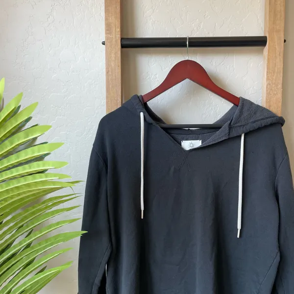 Aerie Offline Black Hooded Pullover with Drawstrings and Thumbholes - Image 3
