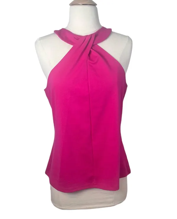 Halogen Hot Pink Knit Twist Front Halter Top - Image 5