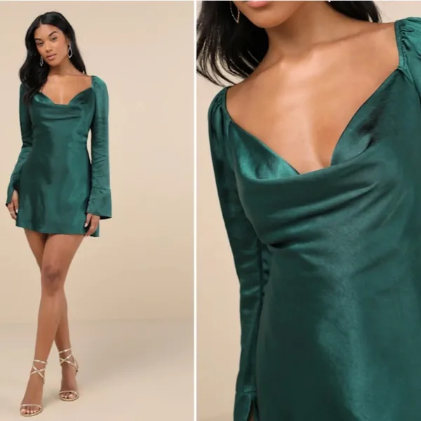 LULUS Sexy Wedding Prom Formal Event Classy Holidays Chic Satin Mini Dress - Image 2