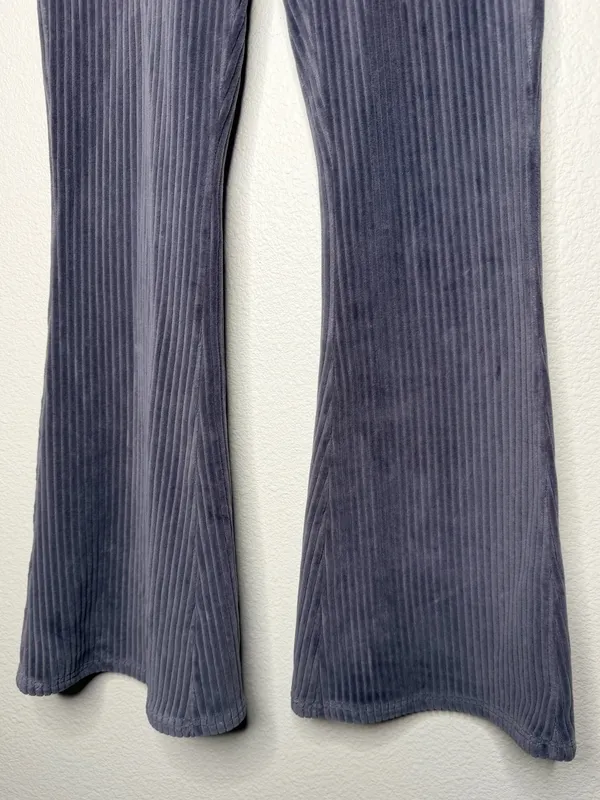Aerie Groove-On Velour High Waisted Flare Pant Fresh Bright Blue Bell Bottom - Image 4