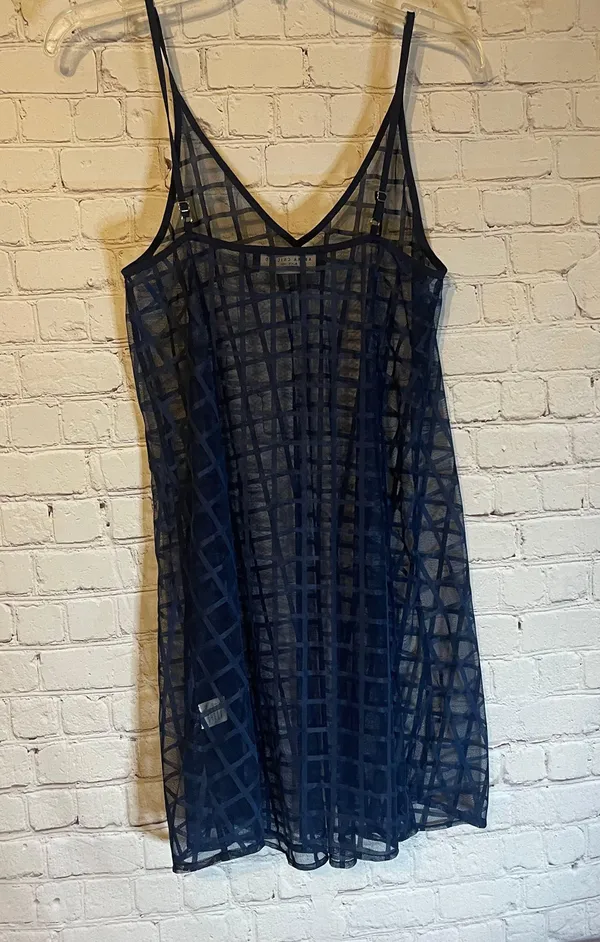 Akira Navy Blue Sheer Chemise, S - Image 2