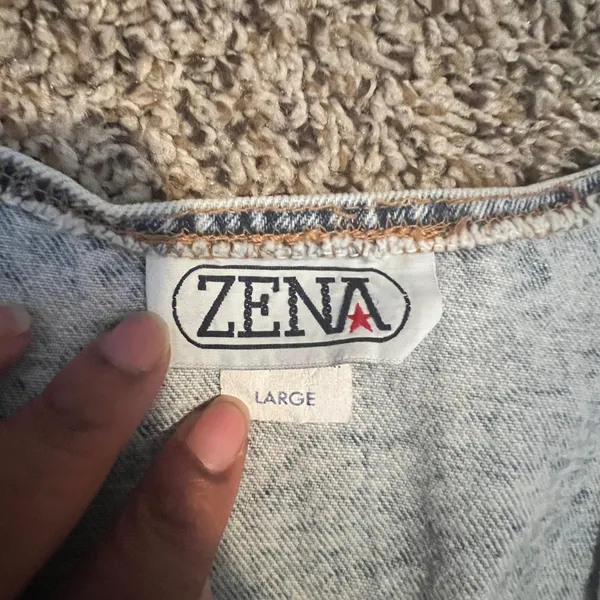 Vintage Zena Floral Denim Vest Acid Wash‎ Made in USA Large 90s Waistcoat - Image 2