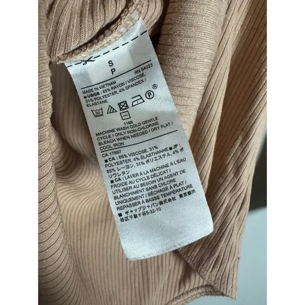 Banana Republic Womens Ribbed Long‎ Sleeve Scoop Neck Bodysuit Tan Beige Small - Image 6