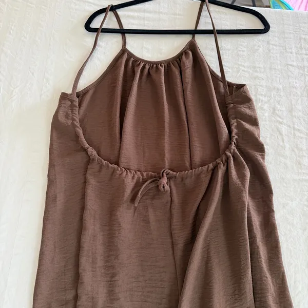 Women's Brown Open Back Thin Strap Dress Size Large #260467 - Image 4