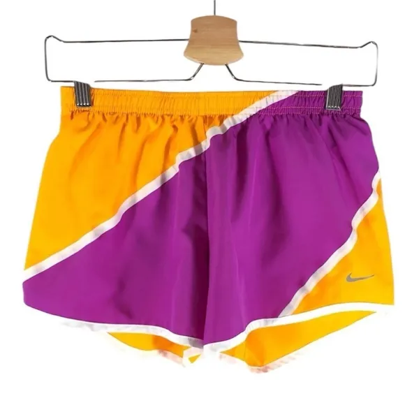Nike Dri-Fit Size Medium Orange and Purple Running Athletic Shorts - Image 2