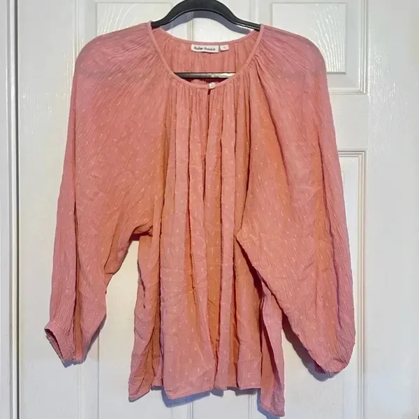 ROLLER RABBIT | Lucy Popover Top Blouse‎ Pink Long Sleeve Dots size Small​ - Image 3