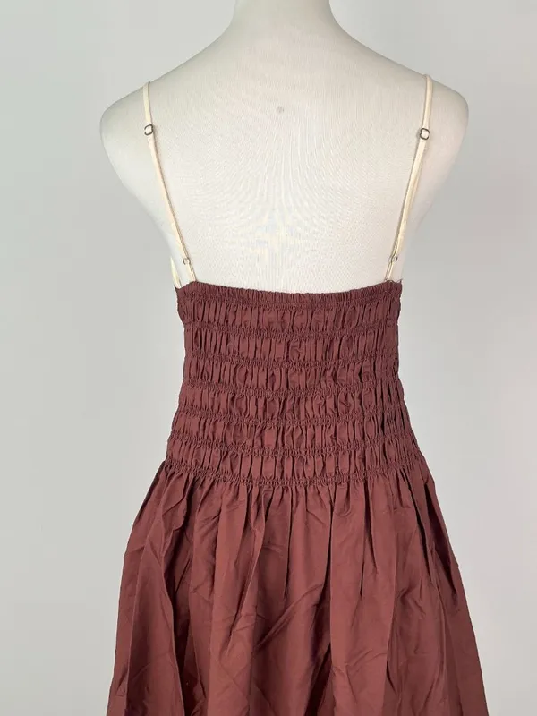 NWOT Farm Rio Cotton Sleeveless Midi Dress Brown and Ivory Sz S - Image 9
