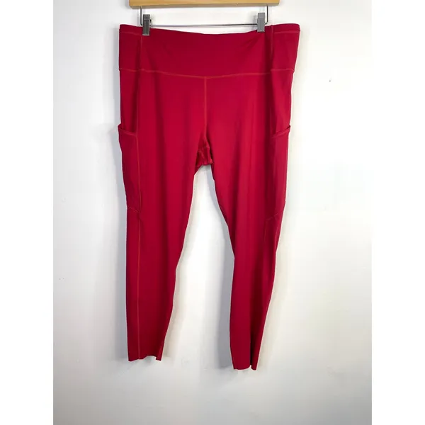 Lululemon Fast and Free 7/8 Leggings Pants Pockets Running Dark Red Womens 16 - Image 2