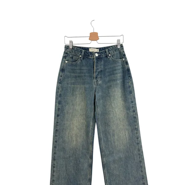Tiger Mist Baggy‎ Wide Leg Jeans Mid Rise Blue Wash Straight Denim XS - Image 3