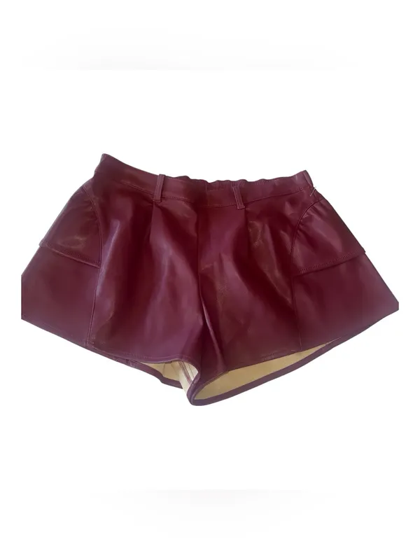 NWOT Free People Star Dust Faux Leather Short Pull On Burgundy Medium - Image 8